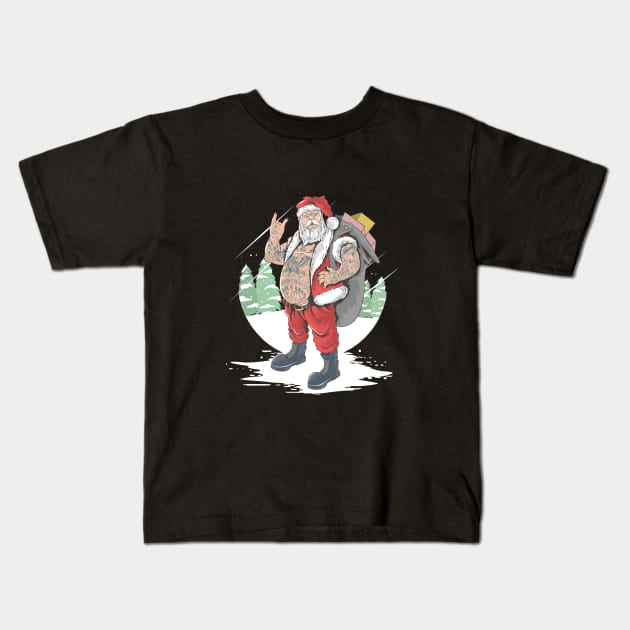 SANTA CLAUS ROCKER METAL LOVER Kids T-Shirt by kevenwal